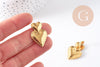 Boucles d'oreille coeur acier 304 inoxydable doré IP 18K 31mm, la paire (G10280)