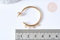 Boucles d'oreilles Anneau demi-créole puce acier 304 inoxydable doré 33.5mm doré, la paire (G4089)