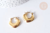 Boucles d'oreilles Créoles Losange acier 304 doré oreilles percées 19mm, la paire (G7974)
