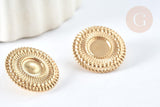 Boucles d'oreilles à clip acier 304 inoxydable doré cabochon rond 18mm, la paire (G7459)