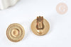 Boucles d'oreilles à clip acier 304 inoxydable doré cabochon rond 18mm, la paire (G7459)