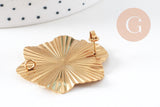 Boucles d'oreilles fleur XL acier inoxydable 304 doré IP 40.5mm, la paire (G10596)