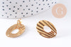 Boucles d'oreilles ovale strié acier inoxydable 304 doré 23mm, la paire (G10625)