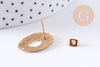 Boucles d'oreilles ovale strié acier inoxydable 304 doré 23mm, la paire (G10625)