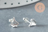 Boucles puce feuille de Gingko chat noeud fine argent massif 925 7mm, x1 paire (G9250)