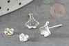 Boucles puce feuille de Gingko chat noeud fine argent massif 925 7mm, x1 paire (G9250)