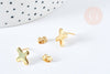 Boucles puces croix acier 201 dorées 12mm, la paire (G8477)