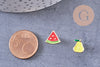 Boucles puces laiton doré email fruit, x4 (G10579)