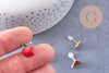 Boucles puces laiton doré email fruit, x4 (G10579)