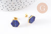 Boucles puces lapis lazulis doré 18K, la paire (G1414)