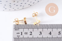 Boucles puces lune en acier doré 304 inoxydable 7x5x2mm, la paire(G2991)