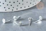Boucles puces rondes acier 201 inoxydable argenté 6mm, x2 (G8030)