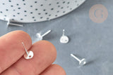Boucles puces rondes acier 201 inoxydable argenté 6mm, x2 (G8030)