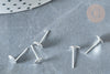 Boucles puces rondes acier 201 inoxydable argenté 6mm, x2 (G8030)