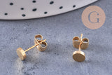 Boucles rondes puces acier 304 inoxydable doré 5mm, la paire (G0101)
