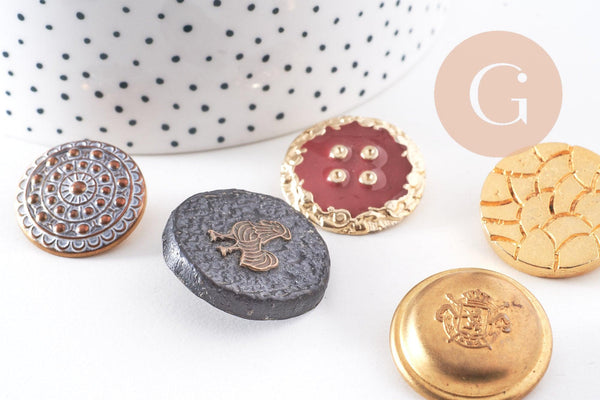 Boutons anciens vintages 23-30mm, x1 (G10153)