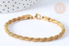 Bracelet Chaines torsadées acier 304 inoxydable doré 17.8cm, x1 (G7791)