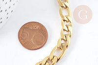 Bracelet Gourmette très grosse maille acier 304 inoxydable doré 14k-21mm, x1 (G8712)