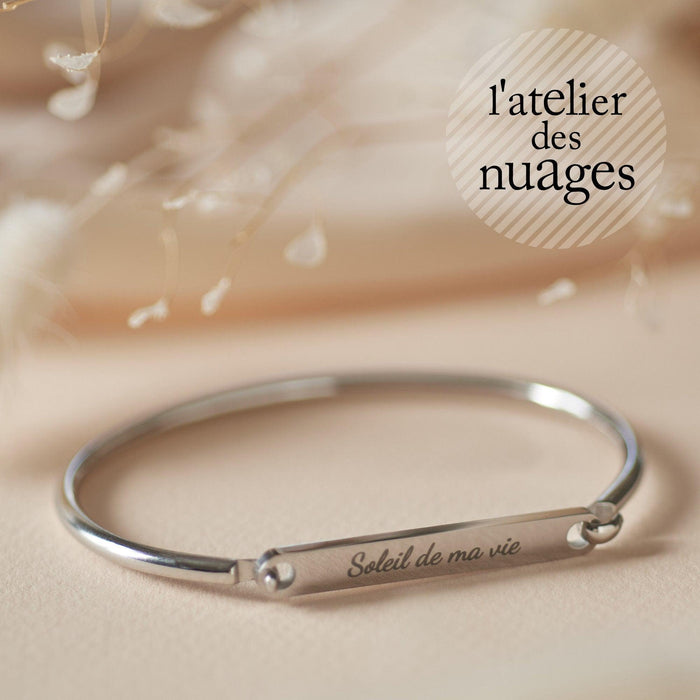 Bracelet Jonc en Acier Inoxydable 304 avec Message, x1 (ADN4)