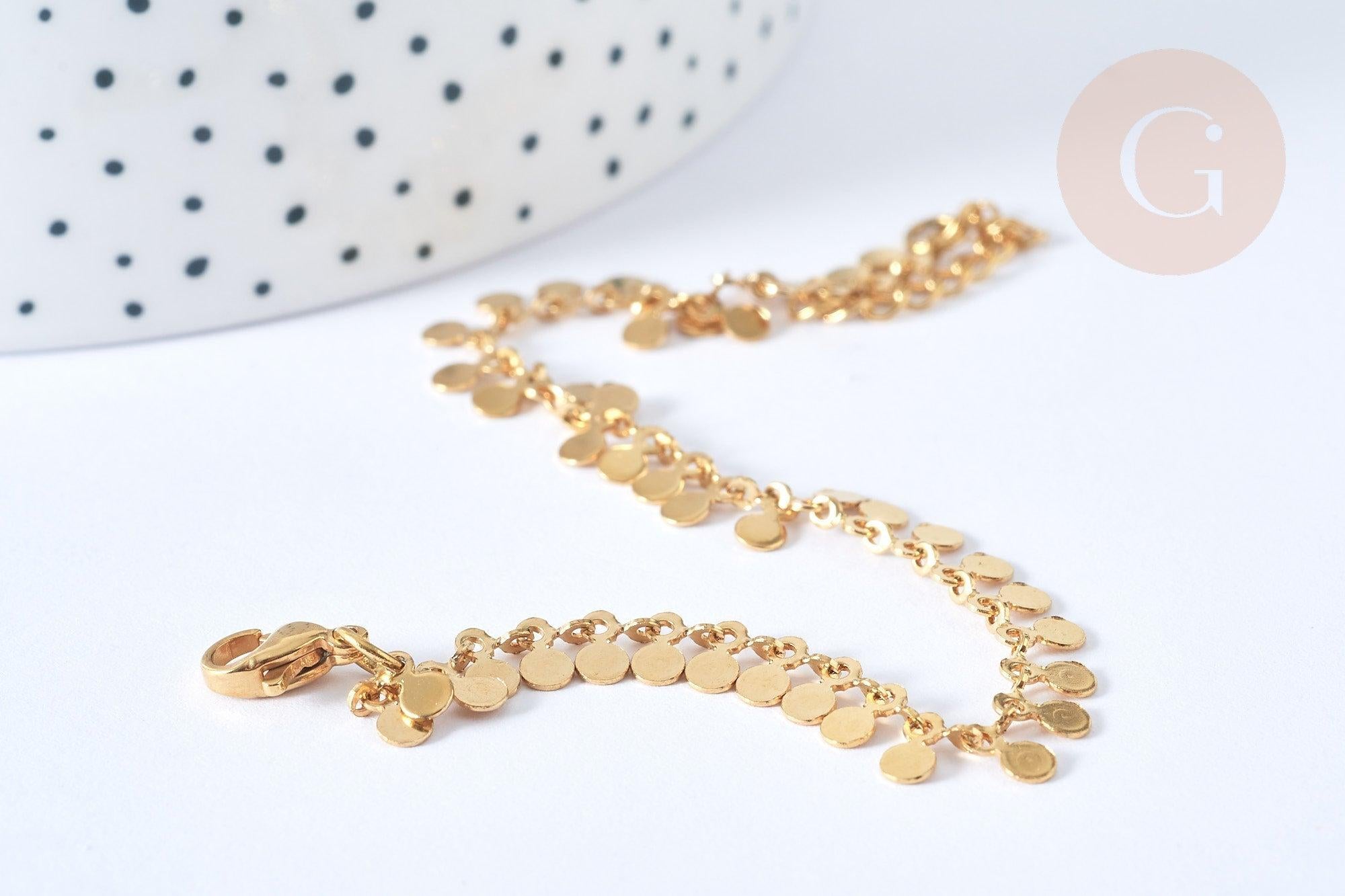 Bracelet Pastilles rondes acier 304 inoxydable, sans nickel, 18cm, x1 (G7909)