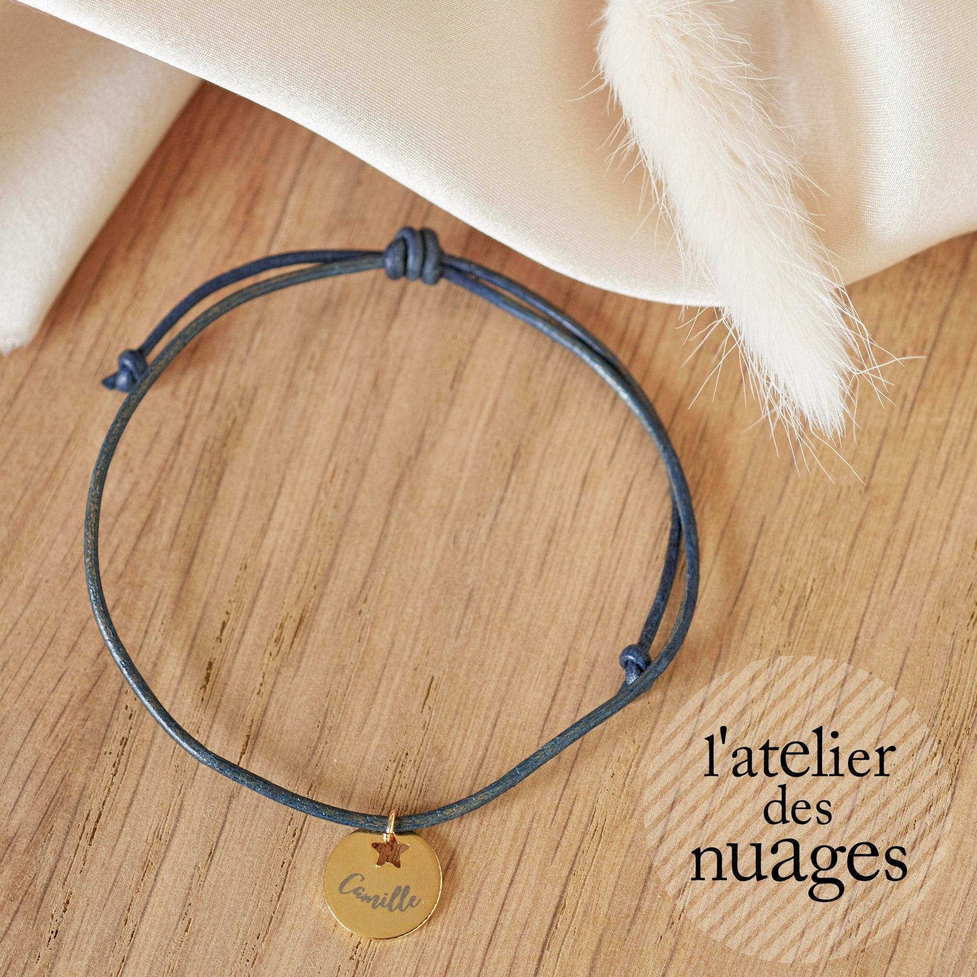 Bracelet Personnalisé en cordon cuir acier inoxydable 304 résistant à l'eau, x1 (ADN9)