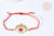 Bracelet Réglable losange mauvais œil rouge or 28cm cordon nylon perles rocailles tissées , bijou chance à offrir, bracelet amitié, x1 (G7677)