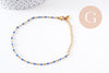 Bracelet acier 304 inoxydable doré 14k résine bleu marine 1.5mm-20.5cm, x1 (G10209)