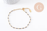 Bracelet acier 304 inoxydable doré 14k résine noire 1.5mm-20.5cm, x1 (G3382)