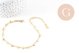 Bracelet acier doré 14k cœur 21cm, x1 (G5346)