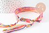 Bracelet brésilien tissé réglable rose jaune 15mm, x1 (G9560)