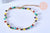Bracelet chaine cheville laiton et perles multicolores verre 25.4cm, x1 (G4090)