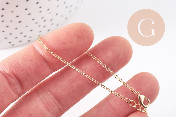 Bracelet chaine dorée forçat 16K 0.5microns 1.8mm/17cm, x1 (G5340)