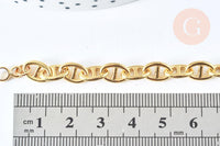 Bracelet chaine maille marine laiton doré 18k 18.5cm, x1 (G6959)