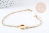 Bracelet complet cabochon rond 12mm acier 304 inoxydable doré 15.9cm x1 (G8885)