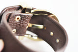 Bracelet cuir marron réglable boucle dorée 25.5mm, x1 (G8494)