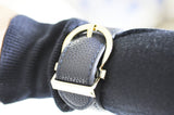 Bracelet cuir marron réglable boucle dorée 25.5mm, x1 (G8494)
