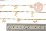 Bracelet de cheville croix coeurs acier inoxydable 304 doré 27-37cm, x1 (G7110)