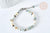 Bracelet de cheville perles amazonite naturelle laiton et acier inxoydable platine 21.5cm, x1 (G7792)