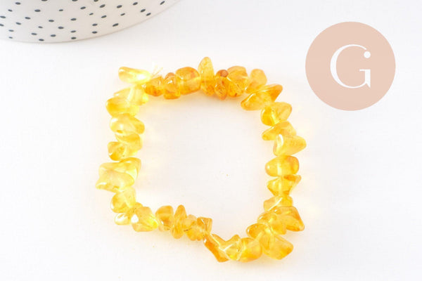 Bracelet élastique chips citrine naturelle chauffee 50mm, x1 (G5667)
