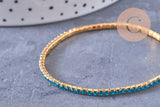 Bracelet élastique laiton doré strass bleu 50mm, x1 (G3960)
