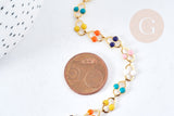 Bracelet fantaisie acier doré 304 inoxydable émaillé multicolore 25mm, x1 G8803