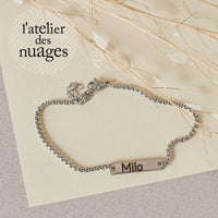 Bracelet gourmette personnalisée médaille à graver acier inoxydable 304 (ADN13)