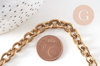 Bracelet grosse maille acier 304 inoxydable doré 14k 22cm, x1 (G4198)