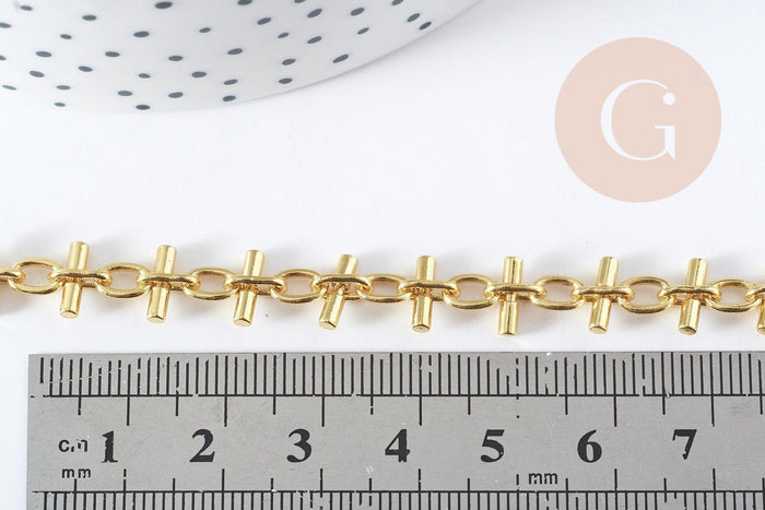 Bracelet grosse maille acier 304 inoxydable doré 19.5cm, x1 (G8890)