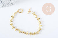 Bracelet grosse maille acier 304 inoxydable doré 19.5cm, x1 (G8890)