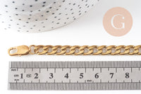 Bracelet grosse maille figaro gourmette acier doré 14k, 20cm, x1 (G4447)