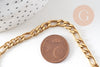 Bracelet grosse maille figaro gourmette acier doré 14k 20cm, x1 (G4448)