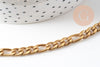 Bracelet grosse maille figaro gourmette acier doré 14k 20cm, x1 (G4448)