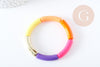 Bracelet jonc élastiqué résine violet rose orange doré 52mm, x1 (G8832)