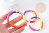 Bracelet jonc élastiqué résine violet rose orange doré 52mm, x1 (G8832)